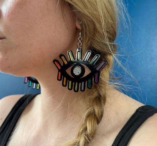 Rainbow Eye Earrings