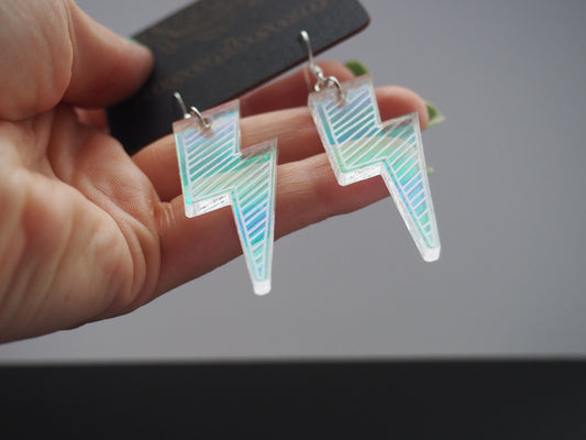 Flashy Lightning Bolt Earrings - 2 inch